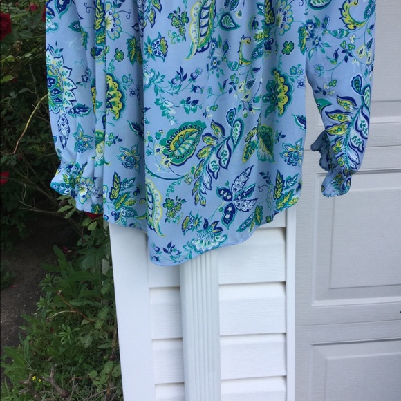 NWT Talbots Blue Peasant Style Multicolored Floral - Picture 3 of 5
